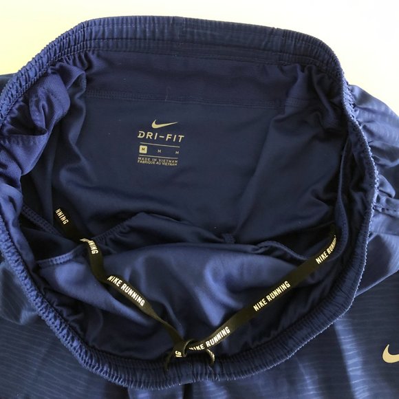 Nike Dri-Fit Print Pattern Running Shorts w/ Liner Drawstring Waist Blue Size M - Picture 7 of 8